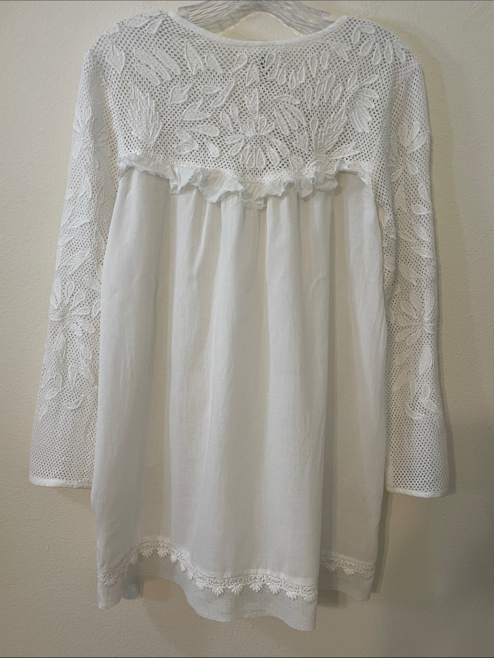 RAGA White Cotton Crochet Boho Tunic/Cover-Up
